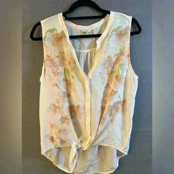 Joie silks sleeveless white top floral Print Size Small - Picture 1 of 6
